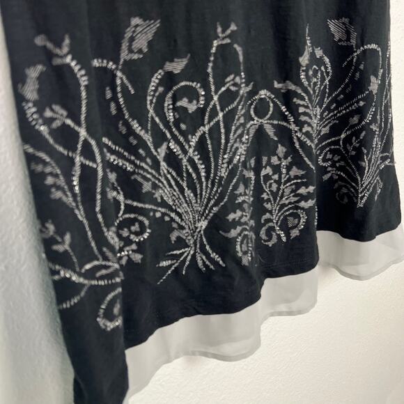 LOGO by Lori Goldstein Small Embellished Slub Knit Tank Tunic with Chiffon Trim - Picture 5 of 8